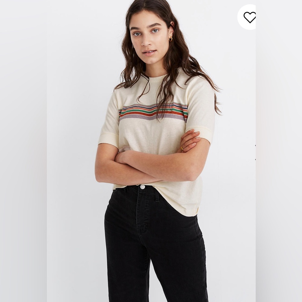 Madewell Recycled Cotton Placed-Stripe Relaxed Tee